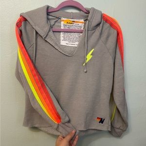 Aviator Nation Cropped Gray Hoodie